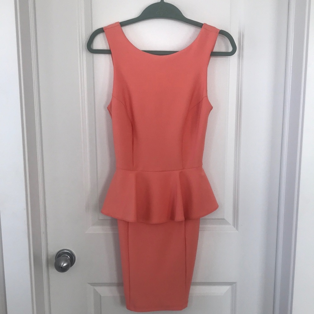 Topshop Coral Peplum Dress